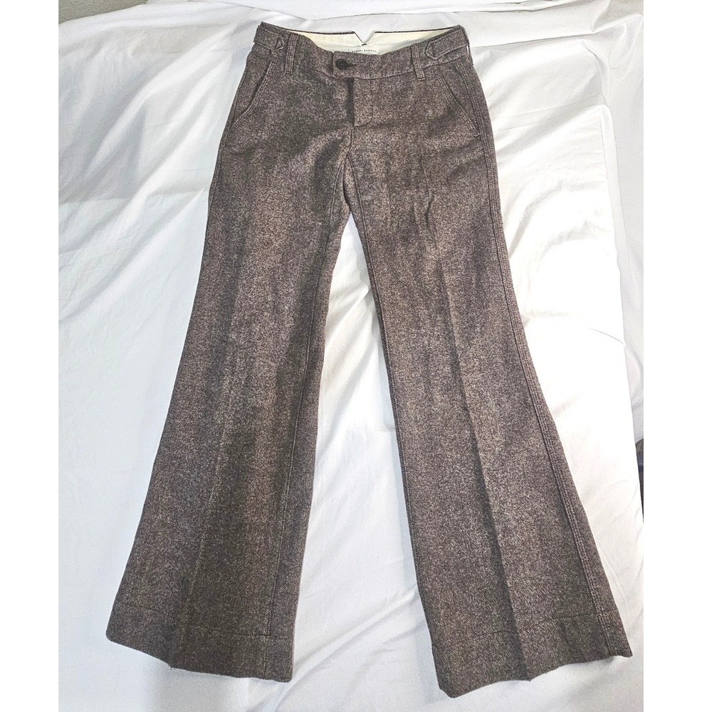 Banana Republic Brown Wool Tweed Size 0 Wide Leg Trousers Pants Womens